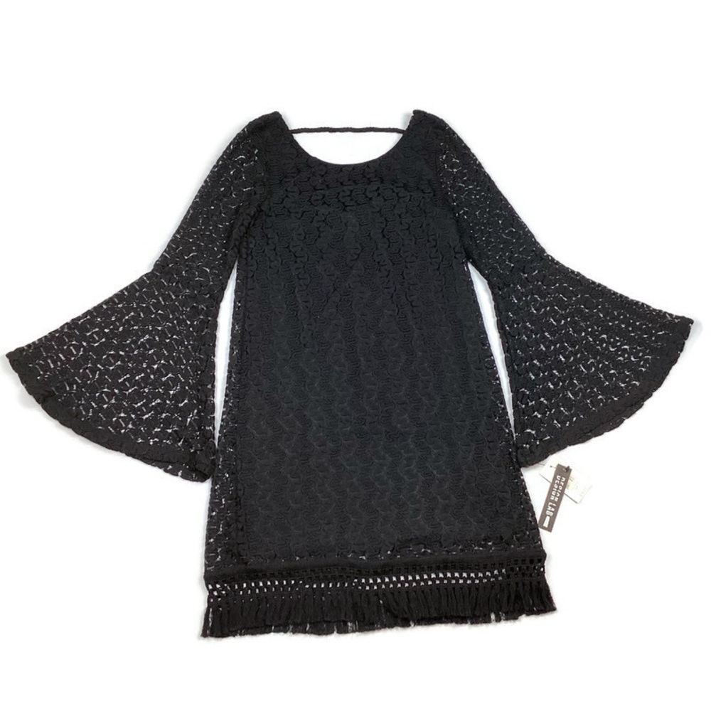 Design Lab Black Lace Bell Sleeve Mini Dress NEW!